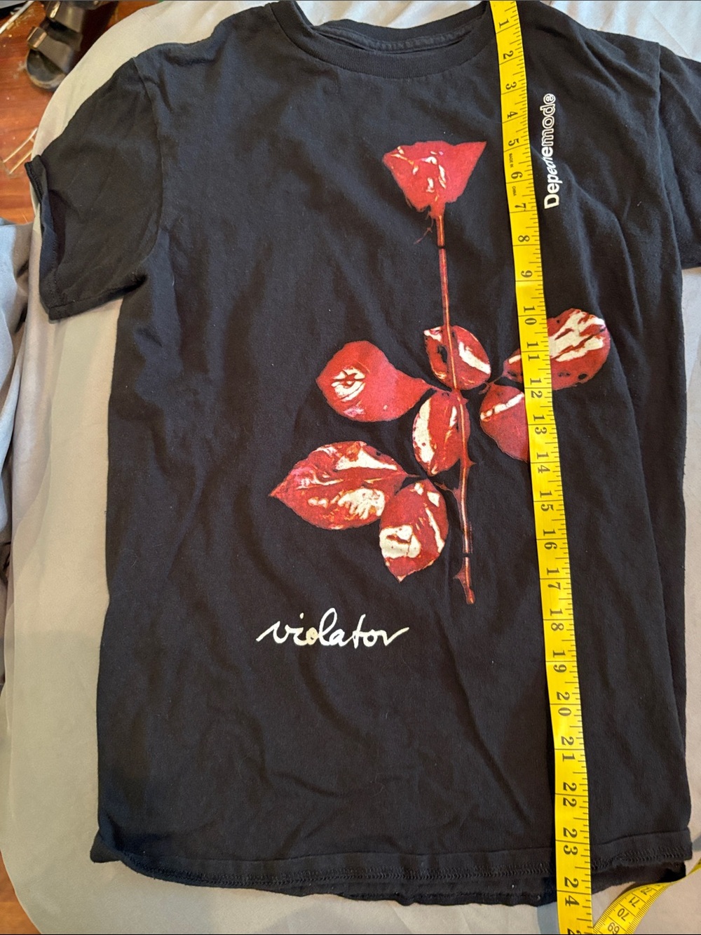 Violator Graphic Tee - Black with Red Rose Print